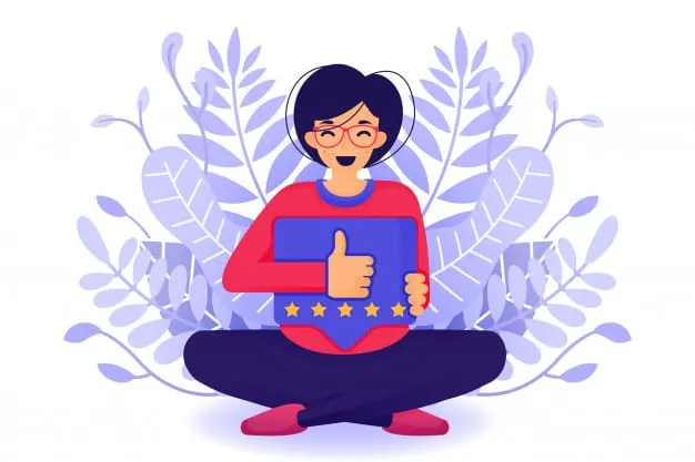 Guy holding a five star review